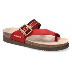 Mephisto Heike Twist Sandal Red Stripe Gold Hardware Thong Flip Flop Cork 8